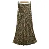 CL26181-26 Falda de leopardo con estampado dorado estilo francés de otoño para mujer, falda larga bodycon de sirena elegante línea A de verano