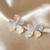 Pendientes de Botón de Flor de Cristal Irregular Color Dopamina para Mujer Aguja de Plata de Ley S925 Joyería para Orejas Únicos Hermosos Exquisitos Accesorios de Pendientes