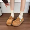 Zapatos Birkenstock blancos retro versátiles de suela gruesa de cobertura total para mujer, nuevo modelo otoño 2026, adecuados para combinar con faldas, zapatos de suela blanda que aumentan la altura