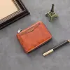Billetera Corta Retro para Hombre de Alta Venta para Comercio Exterior con Gran Capacidad y Cremallera, Suministro Directo del Fabricante para Venta al por Mayor