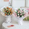 Pacote de material para buquê de tricô diy buquê de tricô acabado crochê feito à mão namorada tapete criativo floricultura