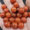 Contas com Padrão de Jade Vermelho Jadeite Contas Esculpidas Cor Vermelho Persimmon Jade Pulseira Colar Acessórios de Joia Contas Artesanais