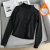 Jaqueta de Yoga com Forro de Fleece e Espessada, Manga Longa Elástica de Primavera para Esportes e Fitness, Top de Corte Justo, Exclusivamente para Vendas Transfronteiriças