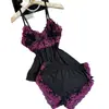 Fabricantes de comércio exterior europeus e americanos vendem no atacado novos estilos de lingerie curta, casual, sexy e com detalhes em renda transparente para usar em casa