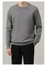 Suéter masculino outono e inverno novo gola redonda slim fit quente casual masculino high-end cor sólida camisa base roupa masculina maré