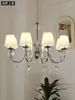 Candelabro de cristal de lujo ligero estilo francés, iluminación vintage color crema para sala de estar y comedor, lámpara de hierro creativa estilo americano para dormitorio principal