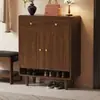 Zapatero de madera maciza color nogal, mueble moderno de entrada estilo chino nuevo, mueble de almacenamiento de gran capacidad para la entrada del hogar