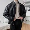 Elegante y genial chaqueta de cuero para hombre, nueva colección de otoño, chaqueta de béisbol casual de cuero de estilo coreano de moda, chaqueta de motociclista