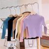 Suéter Nuevo de Otoño e Invierno para Niñas 2024 Top de Punto Casual Combinable para Niños Camisa Básica con Estilo de Color Sólido a la Moda