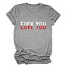 Camiseta casual de manga corta con estampado divertido de Amazon "Te amo", de comercio exterior, sencilla y combinable con todo para mujer