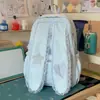 Mochila Estudiante Estilo Lolita Dulce Estilo Japonés con Ribete de Encaje de Doble Capa, Diseño de Corazón a Cuadros, Mochila Estilo Mejor Amiga