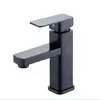 Grifo para lavabo con fondo de cobre Negro Cuadrado de un solo agujero para lavabo Grifo para lavabo de encimera Acero inoxidable para agua caliente y fría