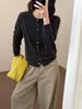 Cárdigan de Lana de Alta Calidad con Cuello Redondo y Botones de Colores para Mujer, Elegante Prendas de Punto para Usar en Capas o Solas, Otoño/Invierno 2026