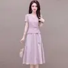 Moda Verano 2026 Elegante Vestido de Dos Piezas Falso para Mujer Elegante Ajustado con Retazos y Cuello en V