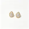 Pendientes pequeños de gota de agua para mujer, chapados en oro champán de 18 quilates y oro rosa, diseño de nicho, estilo full diamond, estilo europeo y americano