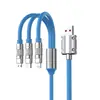 Máquina de carregamento rápido rotativa de 180 graus em liga de zinco cabo de dados três em um para cliente cabo de carregamento geek um para três 120W