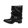 Botas vaqueras de mujer europeas y americanas transfronterizas de talla grande, nuevo estilo otoño e invierno 2026, botas con plataforma y tacón grueso, puntera fina, botas de montar para mujer