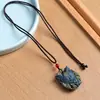 Collar Tradicional de Cuentas de Incienso para Mujer, Una Pieza con Colgante Tallado de Zorro y Etiqueta de Incienso, Adecuado para Reventa
