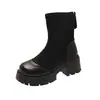 Persona baja 2026 aumento de altura estilo británico botines nuevos retro Botas Martin mujer suela gruesa tacón grueso negro adelgazante otoño invierno