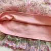 Vestido de Malla para Niña Verano Fresa Cuello de Ganchillo Mariposa Tridimensional Mangas Volantes Parche Bordado Floral Vestido de Princesa