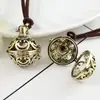 Caixa Mágica Esculpida Recortada DIY Esférica de Bronze Gota d'Água Caixa de Fotos para Óleo Essencial de Aromaterapia Colar Longo Saco Pingente de Bola