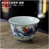 Taza de té vintage azul y blanco, taza invertida, cerámica Dehua, diseño de paisaje, uso doméstico, juego de té kung fu, taza para invitados, venta al por mayor de fabricante