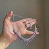 Pendientes Europeos y Americanos con Borlas de Gota de Agua Incrustadas de Diamantes, Lujo Accesible, Cadena para Clavícula de Gama Alta, Elegante y Exquisita, Conjunto de Joyería de Moda y Versátil