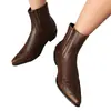 Botas Talla 35-48 Comercio Exterior Transfronterizo Botas de Mujer Color Pulido Punta Puntiaguda Tacón Medio Botas Vaqueras Occidentales Europeas y Americanas Bordadas Tacón Grueso Botines