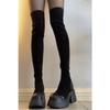 Botas Largas para Mujer 2025 Nuevas Piernas Gruesas Pequeñas Suela Gruesa Elásticas Botas Altas Negras Botas Altas por Encima de la Rodilla