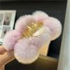 [Presilha de Cabelo Bola de Pelo de Coelho Rex] Outono e Inverno Presilha de Garra de Pelúcia Grande para Parte de Trás da Cabeça Presilha de Tubarão Presilha de Cabelo Acessório de Cabeça Feminino Coreia do Sul