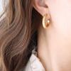 Moda europea y americana estilo INS aretes planos anchos en forma de C de oro de 18k con incrustaciones de circonita de estrella Awn no se decoloran diseño de nicho