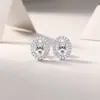 Brincos Cao Shi Diários com Microincrustação para Mulheres, Joia Geométrica Oval com Zircônia, Brincos Direto da Fábrica