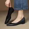 Versão com Bico Quadrado~ Couro Completo por Dentro e por Fora, Boca Rasa, Aumento de Altura Oculto Sapatos Femininos, Novo Estilo, Versátil para o Trabalho, Sapatos de Trabalho de Couro Genuíno 3cm, Sapatos Femininos Ol