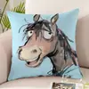 Almohada de Dibujos Animados Año del Caballo 2026 Felpa Corta Funda de Almohada Impresa por Ambos Lados Sin Relleno para Cojín de Sofá de Sala de Estar