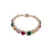 ¡Jardín Lolita! Pulsera Corazón Flor Zirconia Colorida Brillante Brazalete Estilo Banquete de Lujo Joyería de Mano de Alta Gama