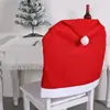 Capas de Cadeira de Natal para Decoração de Restaurante e Hotel, Cor Sólida Casamento e Conferência Capas de Cadeira de Veludo Vermelho, Natal Festivo