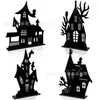 2026 Decoraciones de Escritorio de Halloween de Venta Caliente Transfronterizas Calabaza de Madera con Luz Fantasma Bruja Decoraciones para Fiesta de Halloween