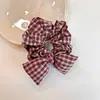 Scrunchie estampado estilo retrô feminino com laços, elástico simples para rabo de cavalo, acessório de cabelo elástico versátil