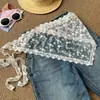 Lenço Triangular Floral de Renda da Moda Camada sobre um Wrap de Quadril, Acessório de Cintura com Design de Luxo, Lenço de Cabeça Versátil para Amarrar no Dia a Dia