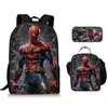 Mochila Estampado de Araña Transfronteriza para Estudiantes de Primaria y Secundaria Set de Tres Piezas Mochila Infantil Bolsa Escolar Bolsa para Comida Estuche Ligero