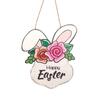 Nuevo colgante de madera de Pascua de Amazon, decoración para el hogar, huevo colorido, tarjeta de madera colgante, placa de puerta de conejo de zanahoria