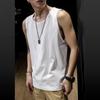 Verano Algodón Puro Peso Pesado Color Sólido Deportivo Sin Mangas Camiseta Chaleco Hombre Holgado Talla Extra Chaleco de Hombre Camiseta de Moda de Manga Corta