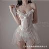 Sanshengyin Lingerie Sexy Bodysuit Sedutor de Renda e Tela Novo Estilo Europeu e Americano Conjunto de Meias Transparentes Sexy