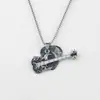 Nuevo Collar para Hombre de Moda Rock Hip-Hop Colgante de Guitarra Personalidad de Moda Instrumento Joyería de Acero Inoxidable para Mujeres