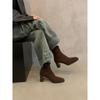 Botines de tacón alto para mujer, otoño e invierno 2024, estilo retro francés de ante, tacón grueso, finos, estilo occidental, estilo coreano, botines pequeños.