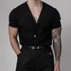 Cardigan de punto de manga corta para hombre, de verano, moderno, nicho, cuello redondo, camiseta, ropa, Ins, estilo Hong Kong, versátil, top juvenil