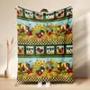 Manta de siesta de franela con estampado de collage de gallo de granja vintage TEMU transfronteriza, manta decorativa para sofá de animal lindo