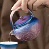 Bule de Chá Cerâmico com Gradiente Roxo do Fabricante com Coelho de Jade Esculpido e Lâmpada, Conjunto de Chá Kung Fu de Alta Qualidade com Bule com Filtro, Bule Único