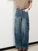Calça Jeans Vintage Workwear Transfronteiriça para Homens, Marca Tendência Solta Tamanho Plus Vários Bolsos Calça Longa, Calça Masculina Reta de Perna Larga Tendência