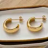 Pendientes de Acero Inoxidable Chapado en Oro Real de 18 Quilates con Diseño de Nicho Ins Europeo y Americano, Pendientes Sencillos Personalizados para Mujer